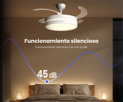 VENTILADOR DE TECHO RETRÁCTIL ULTRA SILENCIOSO - LUZ LED 72W
