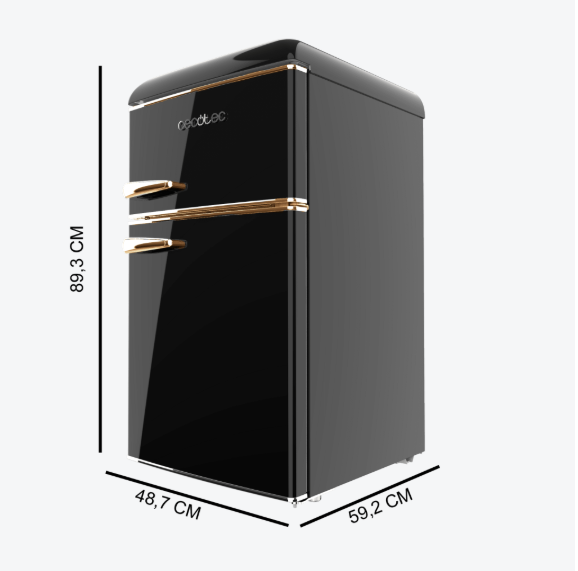 MINI FRIGORÍFICO CECOTEC RETRO 2 PUERTAS 86 L NEGRO – DISEÑO VINTAGE
