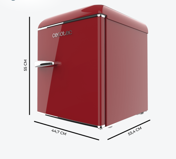 MINI FRIGORÍFICO CECOTEC RETRO ROJO 45 L – DISEÑO VINTAGE SOBREMESA