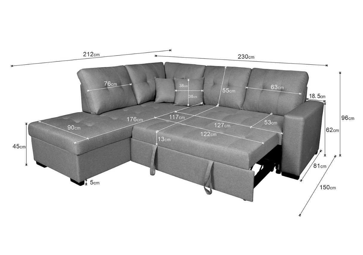 SOFÁ CHAISE LONGUE ISIS CON CAMA – DISEÑO MODERNO, PRÁCTICO Y FUNCIONAL