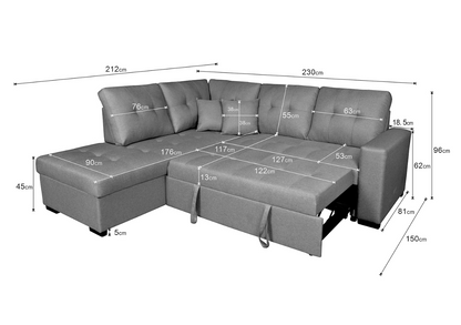 SOFÁ CHAISE LONGUE ISIS CON CAMA – DISEÑO MODERNO, PRÁCTICO Y FUNCIONAL