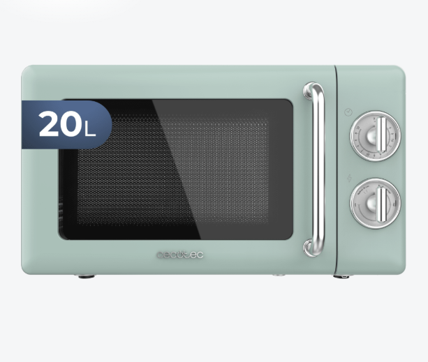 MICROONDAS CECOTEC PROCLEAN 3010 RETRO GREEN 20 L – 700 W – DISEÑO VINTAGE