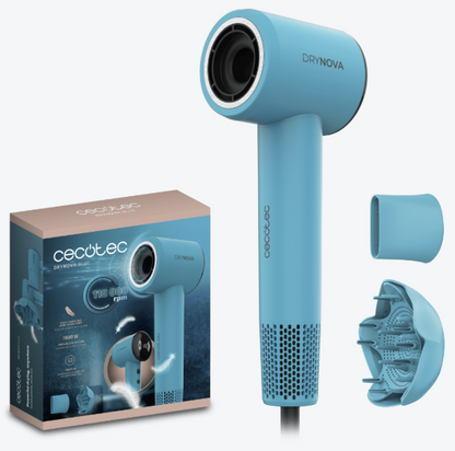 DRYNOVA RED/BLUE – SECADOR DE PELO 1600 W CON MOTOR BRUSHLESS, IÓNICO, 4 TEMPERATURAS Y 2 ACCESORIOS