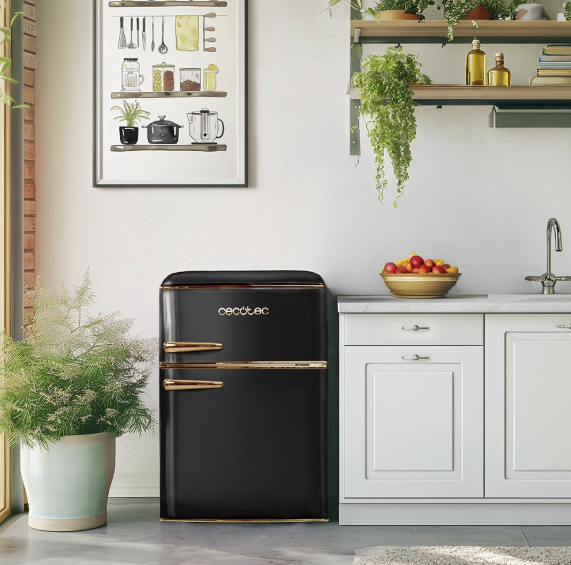 MINI FRIGORÍFICO CECOTEC RETRO 2 PUERTAS 86 L NEGRO – DISEÑO VINTAGE