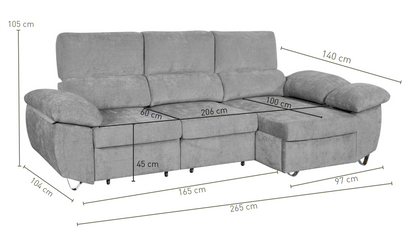 SOFÁ CHAISE LONGUE ABAD CAMA CON ARCÓN – CONFORT Y FUNCIONALIDAD PARA TU HOGAR