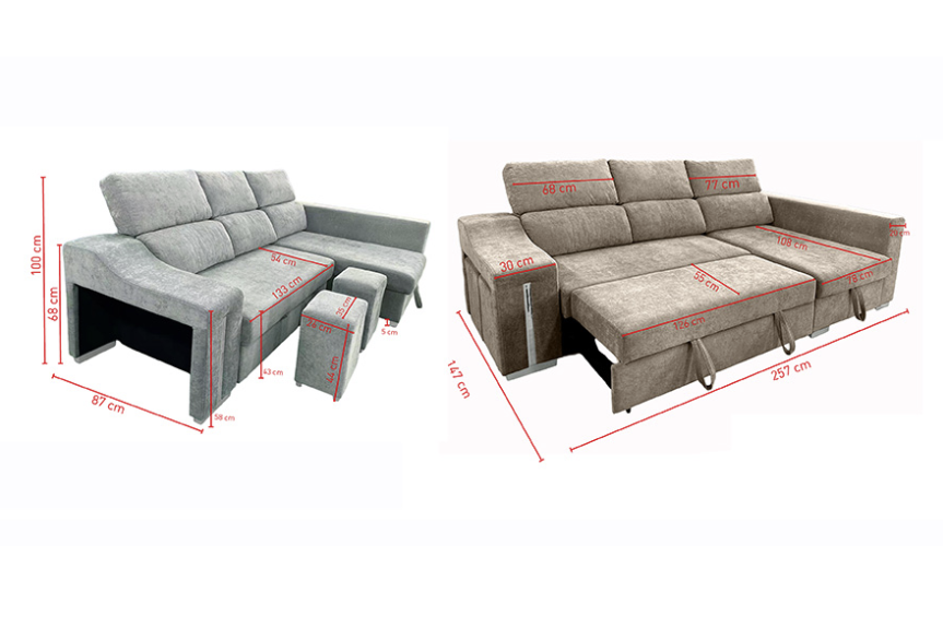 SOFÁ CHAISE LONGUE CARLA CAMA CON ARCÓN – DISEÑO Y CONFORT EN TU SALÓN