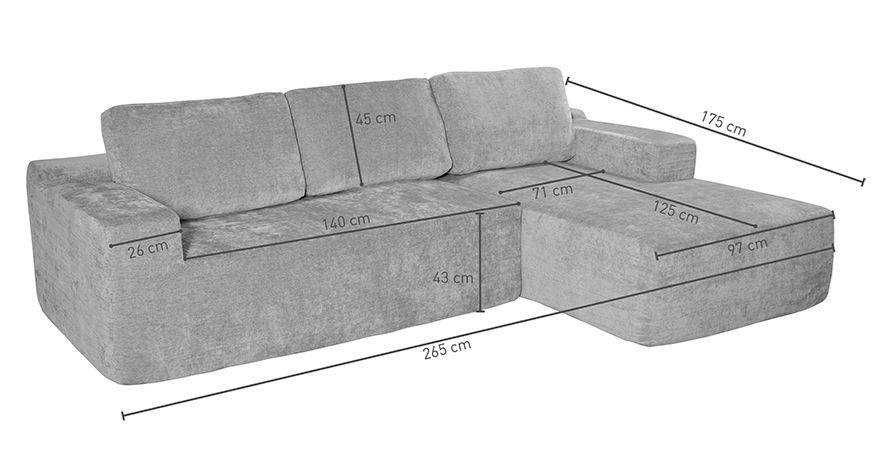SOFÁ CHAISE LONGUE DULCE – CONFORT PREMIUM, DISEÑO MODERNO Y ENVASADO AL VACÍO