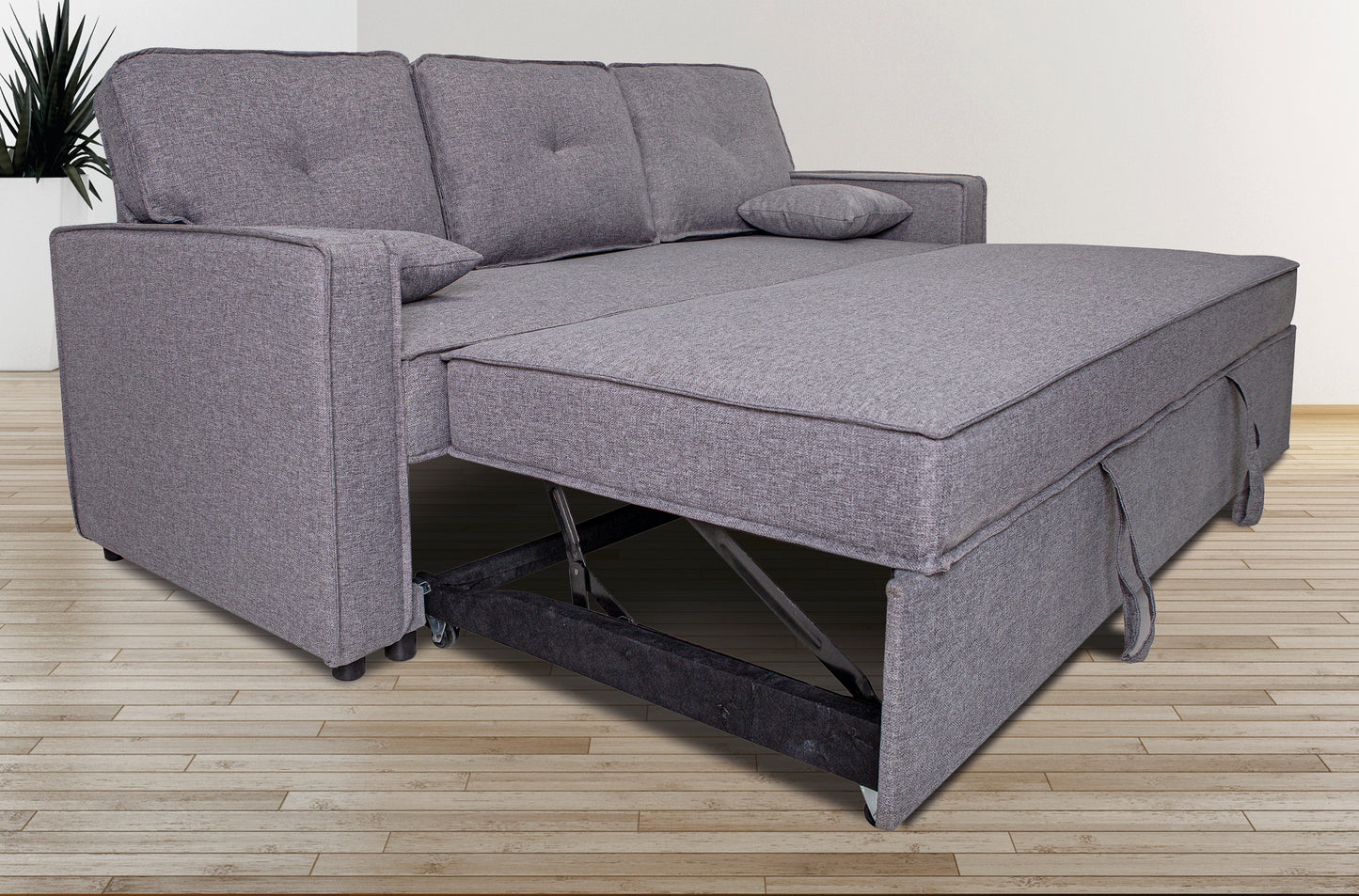 SOFÁ CAMA DAX 3 PLAZAS EN GRIS CON DOS COJINES: AMPLITUD Y CONFORT PARA TU SALÓN