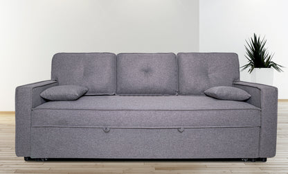 SOFÁ CAMA DAX 3 PLAZAS EN GRIS CON DOS COJINES: AMPLITUD Y CONFORT PARA TU SALÓN
