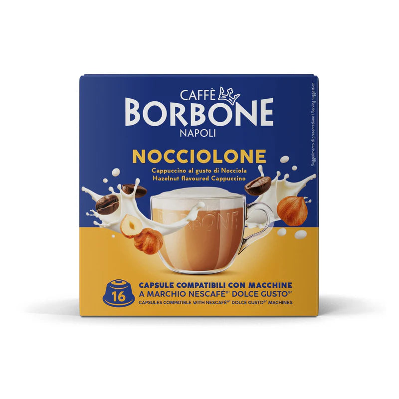 Cápsulas Borbone NOCCIOLONE Compatible Dolce Gusto®* – Capuchino de AVELLANA
