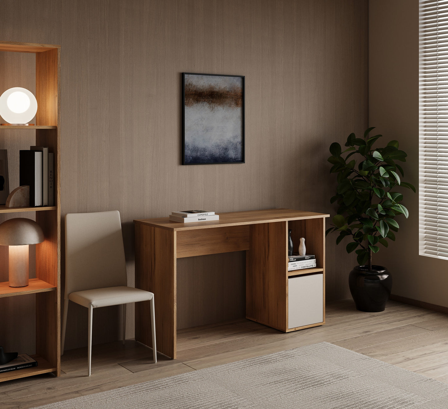 ESCRITORIO ELBA CON 1 PUERTA – FUNCIONALIDAD Y ESTILO PARA TU ESPACIO DE TRABAJO