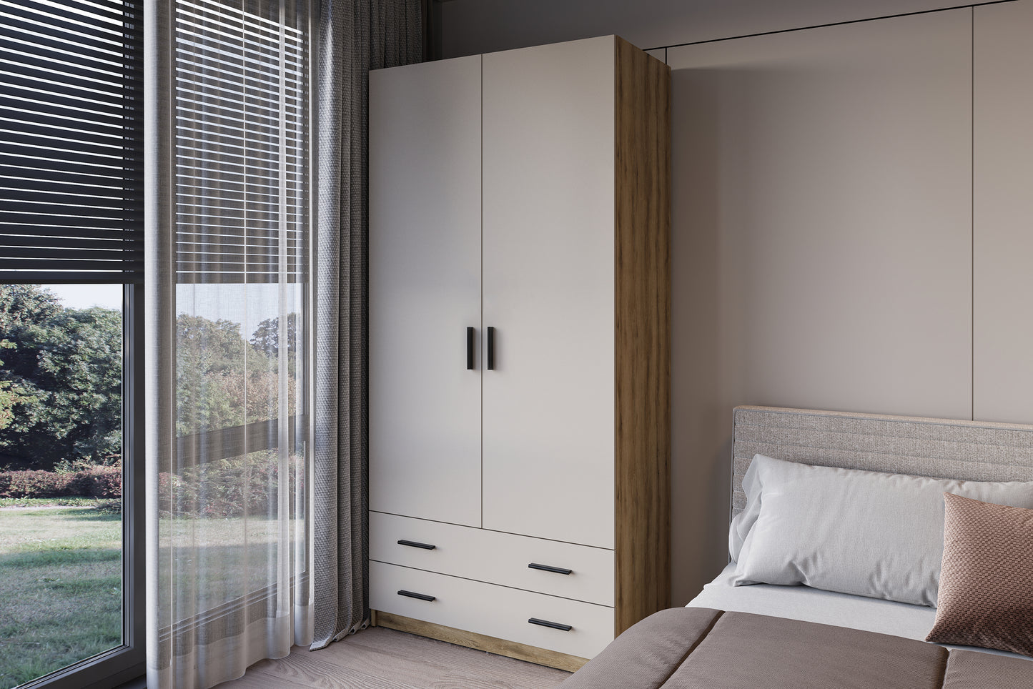 ARMARIO ELBA DE 2 PUERTAS Y 2 CAJONES GRANDES – GRAN CAPACIDAD Y DISEÑO MODERNO