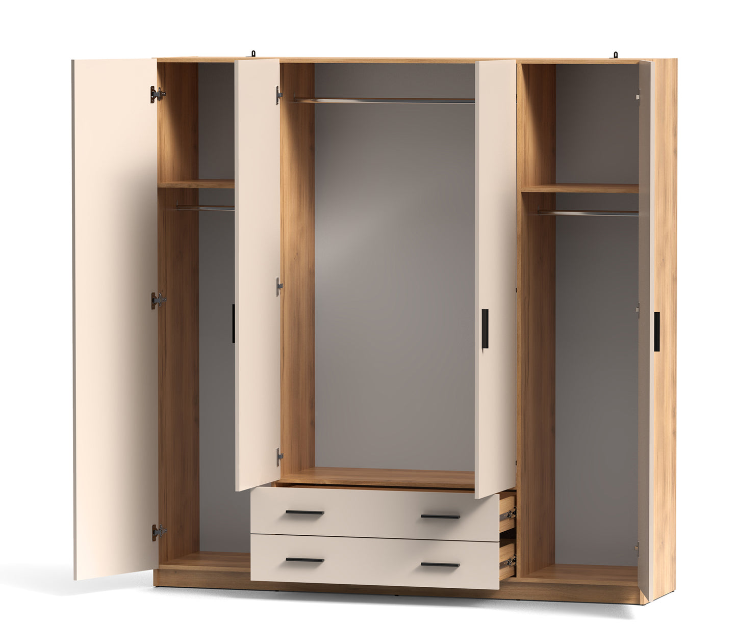 ARMARIO ELBA DE 4 PUERTAS Y 2 CAJONES – MÁXIMA CAPACIDAD Y DISEÑO MODERNO