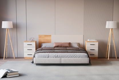 CONJUNTO CABECERO 160 CM Y MESITA ELBA – DISEÑO MODERNO Y FUNCIONAL PARA DORMITORIO DE MATRIMONIO