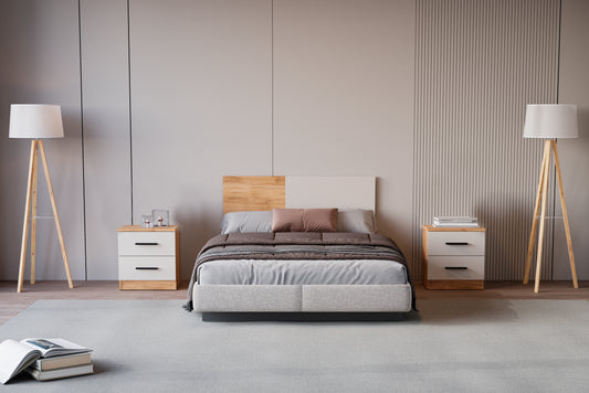 CONJUNTO CABECERO JUVENIL 110 CM Y MESITA ELBA – DISEÑO MODERNO Y FUNCIONAL