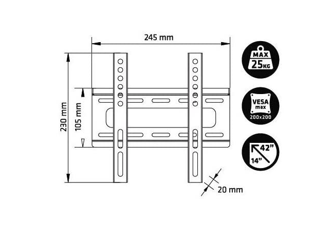 SOPORTE TV ENGEL AC0558E 42" HASTA 25KG FIJO SLIM