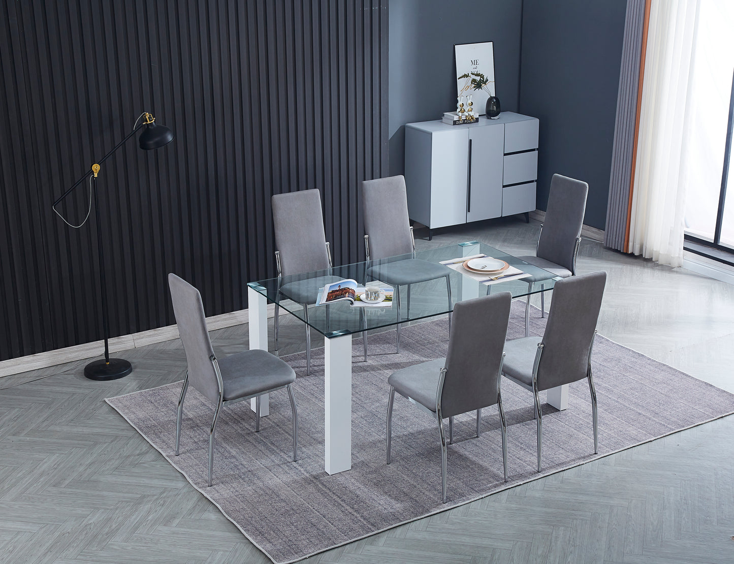 CONJUNTO DE MESA MAS SEIS SILLAS COMEDOR HANA