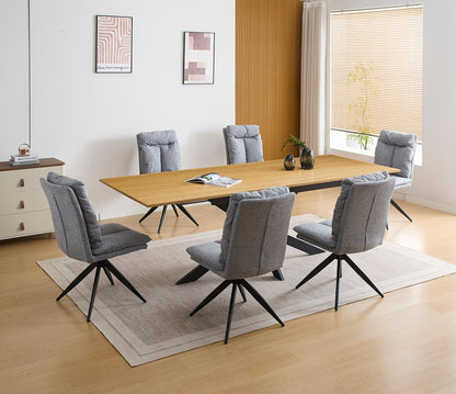 CONJUNTO DE COMEDOR EXTENSIBLE KELLER + SILLAS GIRATORIAS SHELTON