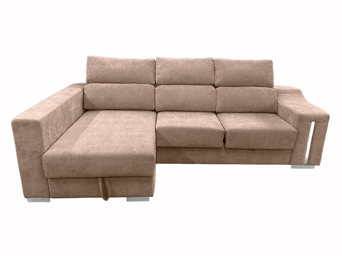 SOFÁ CHAISE LONGUE LUCAS – MÁXIMO CONFORT, ARCÓN DE GRAN CAPACIDAD Y 2 TABURETES INTEGRADOS
