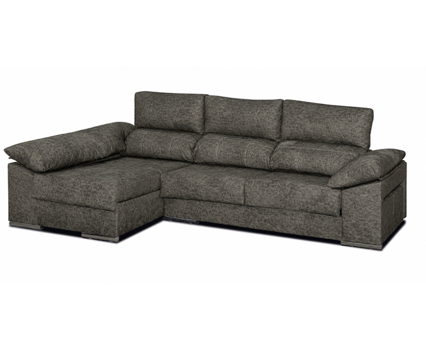 SOFÁ CHAISE LONGUE SIESTA FRANCA CON ARCÓN, 2 PUFF Y REPOSABRAZOS: CONFORT Y FUNCIONALIDAD EN TU SALÓN