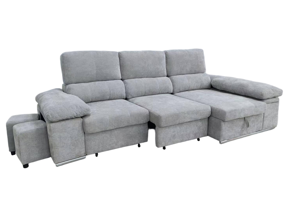 SOFÁ CHAISE LONGUE NADIA CAMA – DOBLE ARCÓN Y 2 TABURETES INTEGRADOS