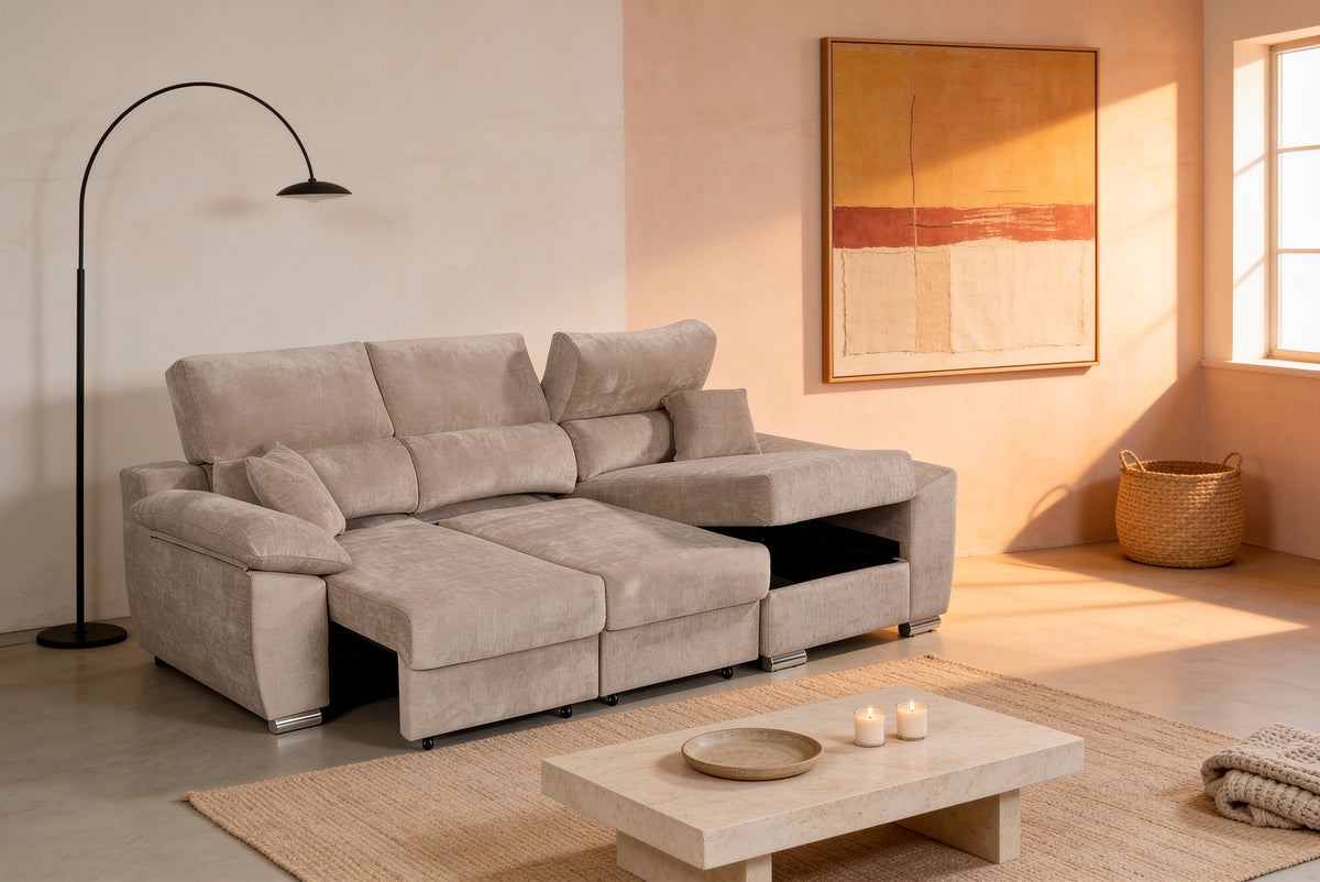SOFÁ CHAISELONGUE PEDRO CAMA CON ARCÓN – MÁS CONFORT, MÁS ESPACIO, MÁS MOMENTOS