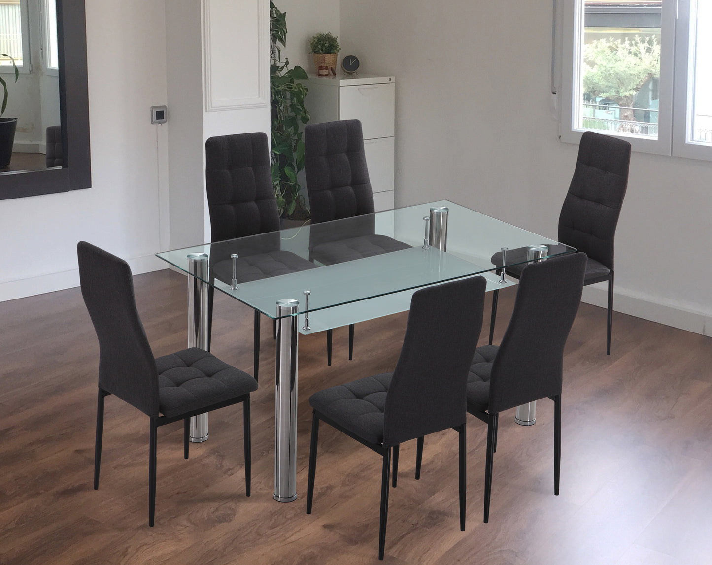 CONJUNTO MESA DE COMEDOR PRANZO MAS 6 SILLAS ZUNI