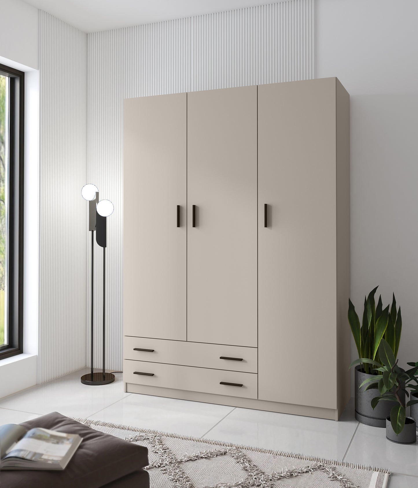 ARMARIO RAPID 3 PUERTAS 2 CAJONES – DISEÑO FUNCIONAL Y CALIDEZ EN MAUVELLA-RAYAS