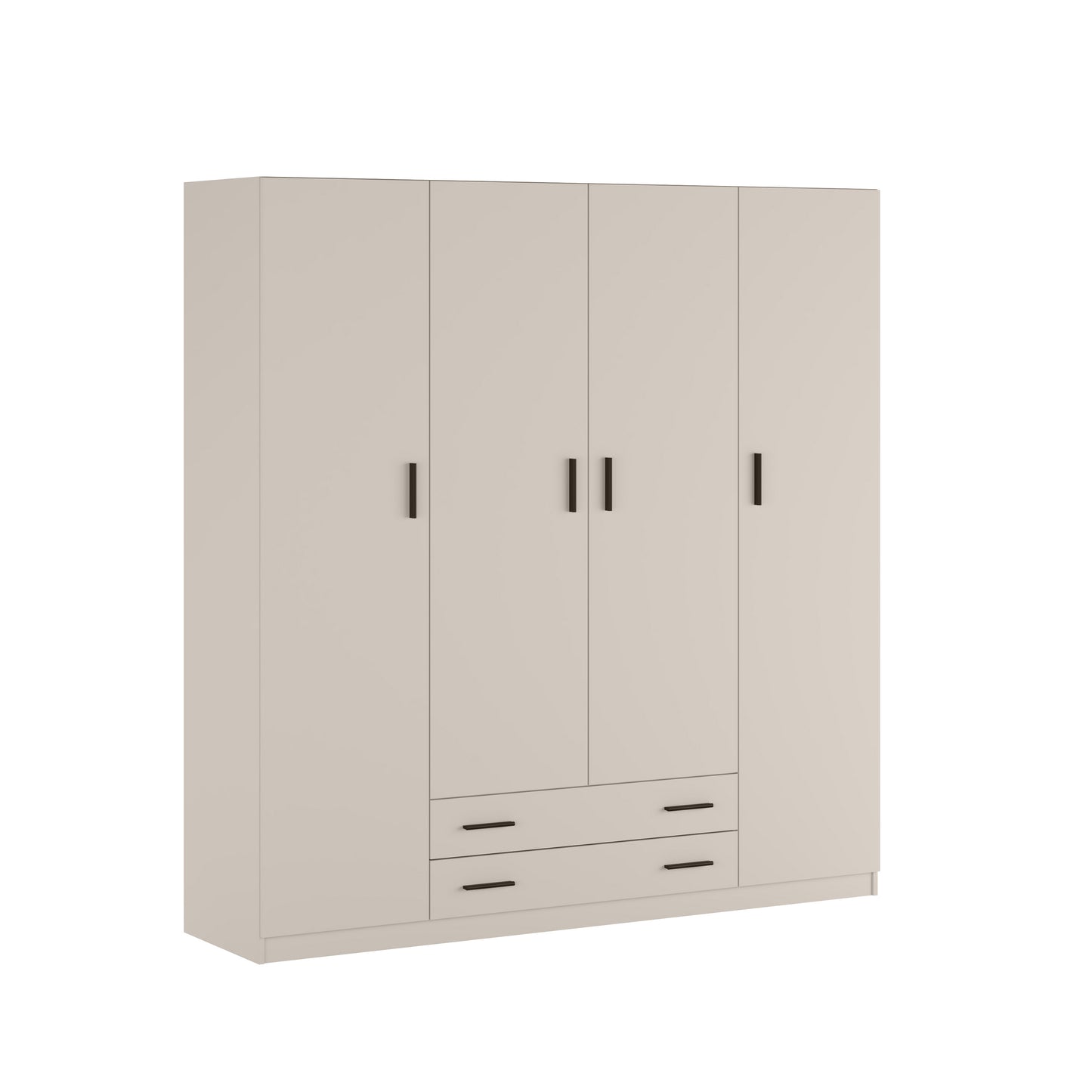 ARMARIO 4 PUERTAS Y 2 CAJONES RAPID CON TIRADORES NEGROS – DISEÑO ELEGANTE Y FUNCIONAL