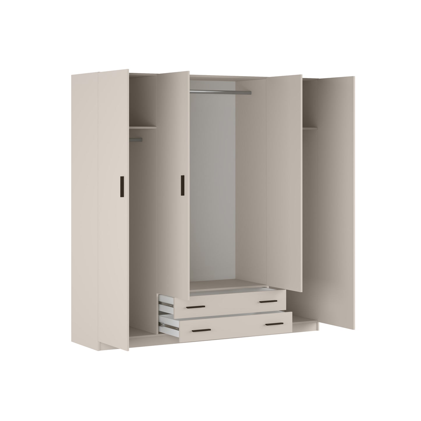 ARMARIO 4 PUERTAS Y 2 CAJONES RAPID CON TIRADORES NEGROS – DISEÑO ELEGANTE Y FUNCIONAL