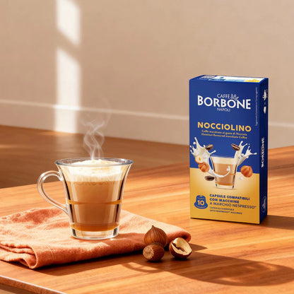 Cápsulas Borbone NOCCIOLINO Compatible Nespresso® | Capuchino Cremoso Sabor AVELLANA