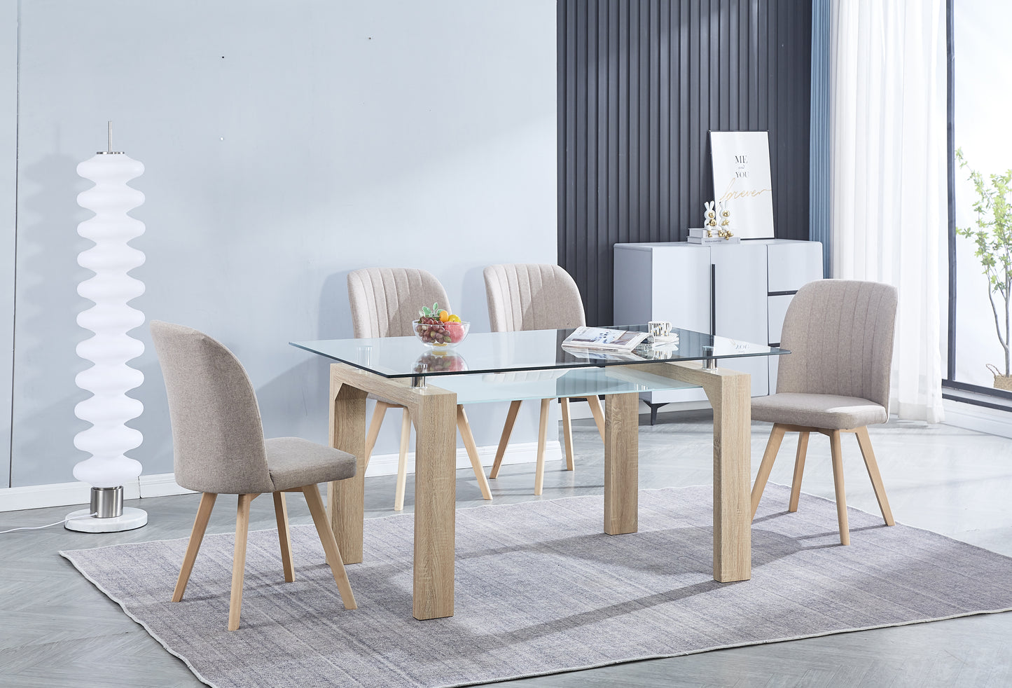 CONJUNTO MESA COMEDOR MAS CUATRO SILLAS LANE