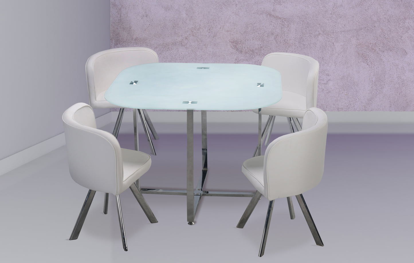 CONJUNTO MESA MAS CUATRO SILLAS BLANCO TECA