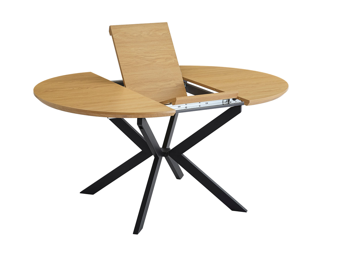 CONJUNTO DE COMEDOR WINSOR Y DEVON – MESA REDONDA EXTENSIBLE Y SILLONES TAPIZADOS