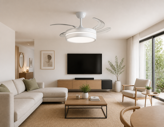 VENTILADOR DE TECHO RETRÁCTIL ULTRA SILENCIOSO - LUZ LED 72W