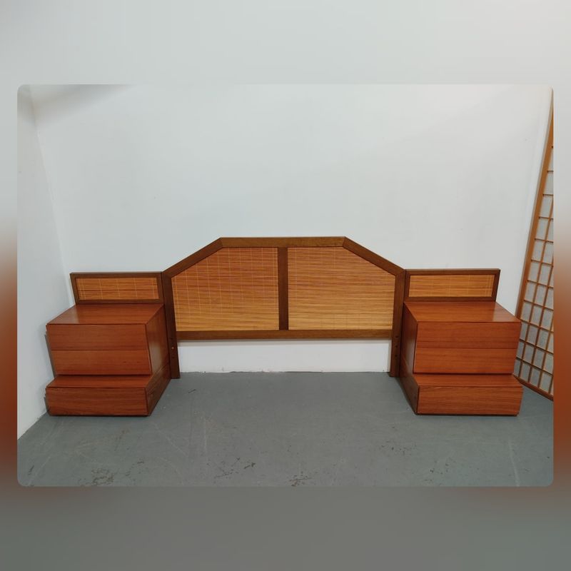 Conjunto habitación madera / mimbre – segunda mano – foto 2