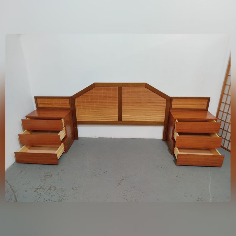 Conjunto habitación madera / mimbre – segunda mano – foto 3