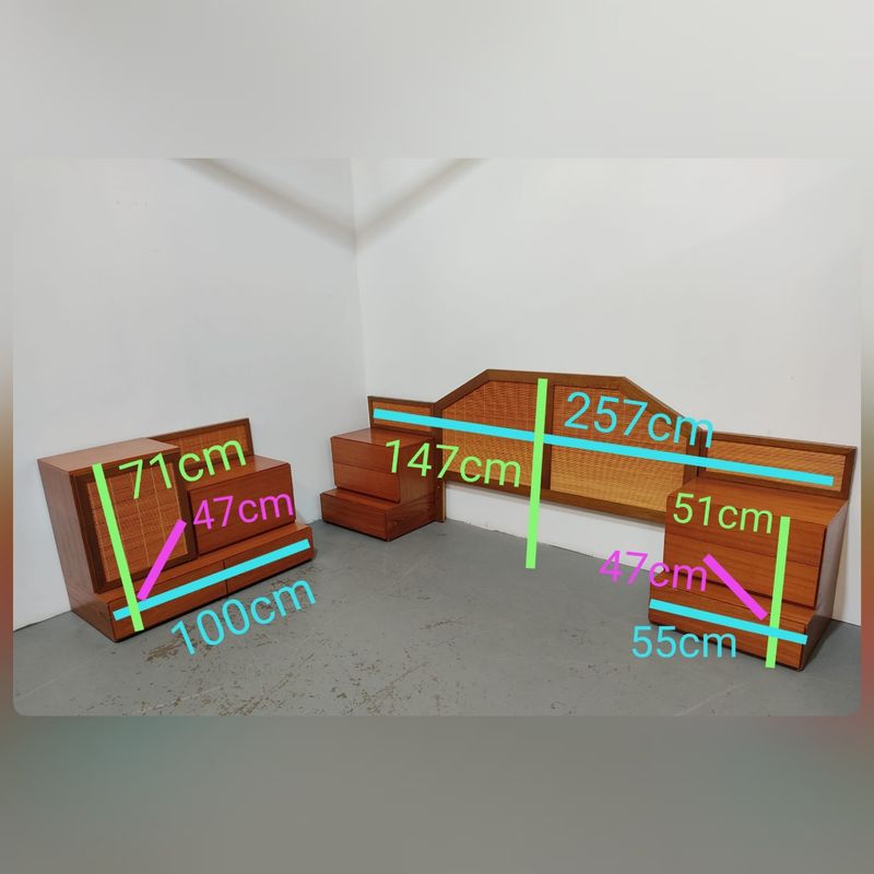 Conjunto habitación madera / mimbre – segunda mano – foto 9