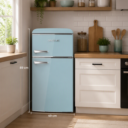 MINI FRIGORÍFICO CECOTEC RETRO 2 PUERTAS 86 L AZUL – DISEÑO VINTAGE