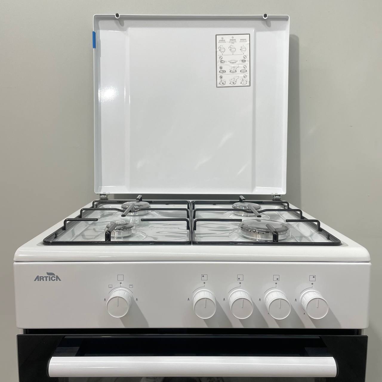 COCINA GAS BUTANO / GAS NATURAL ARTICA, 4 FUEGOS, DOBLE VIDRIO, BLANCA, 60 CM