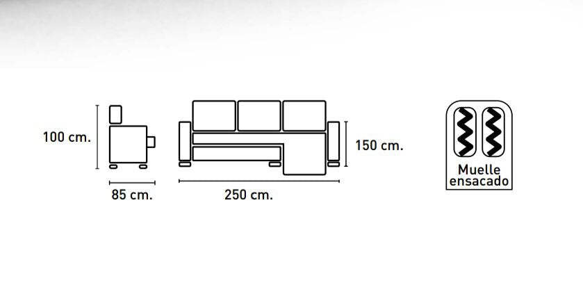 SOFÁ CHAISE LONGUE 250 CM LARGO