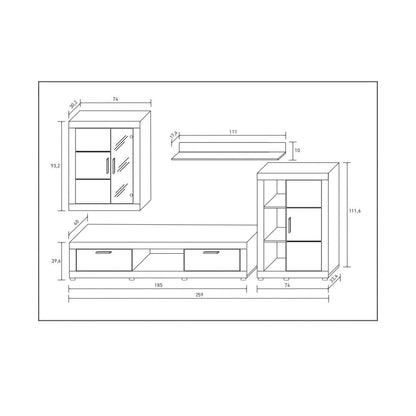 MUEBLE SALÓN COMEDOR FIORD CON LUCES LED 259 CM