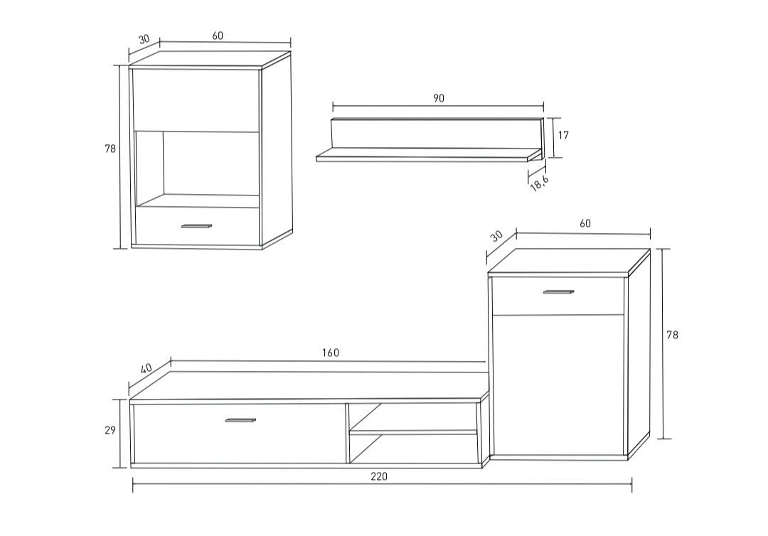 MUEBLE SALÓN COMEDOR ELENA 220 CM