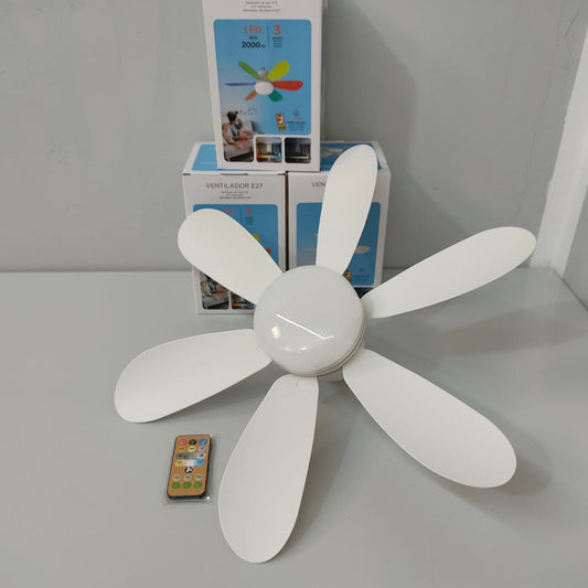 VENTILADOR DE TECHO NIKIYA CON LUZ LED 18W, ROSCA E27 Y MANDO A DISTANCIA