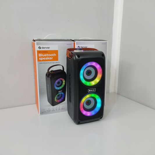 ALTAVOZ PORTÁTIL DENVER BTV-230MK2 – 100W, BLUETOOTH, LUCES LED Y KARAOKE