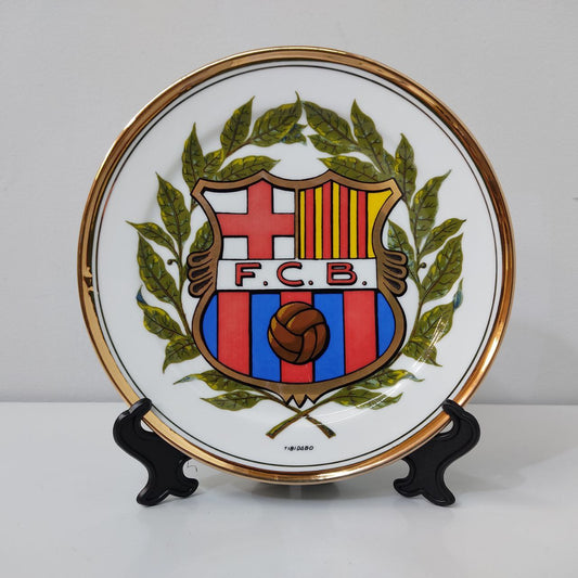 PLATO DE COLECCIÓN DEL BARÇA – ESCUDO CENTRAL Y BORDES DORADOS