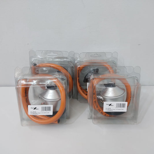 KIT REGULADOR PARA ESTUFAS – REGULADOR + MANGUERA 60 CM + 2 ABRAZADERAS