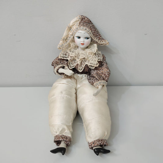 MUÑECA DE PORCELANA ARLEQUÍN – R. INGLÉS
