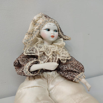 MUÑECA DE PORCELANA ARLEQUÍN – R. INGLÉS