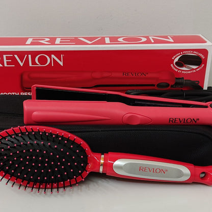 PLANCHA DE PELO CERÁMICA CON ESTUCHE Y CEPILLO - REVLON RVST2176GPE
